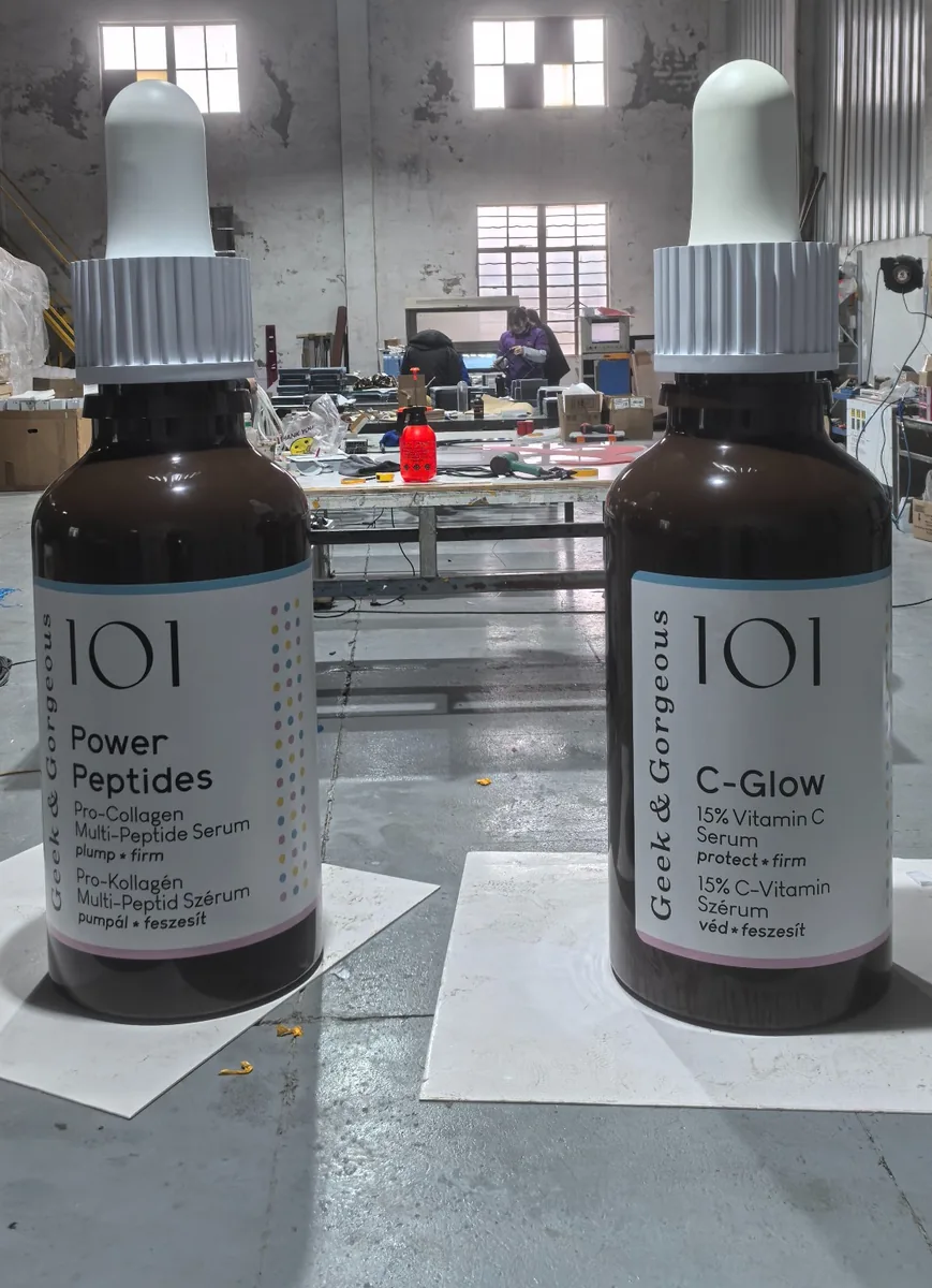 Large format Geek & Gorgeous serum bottles